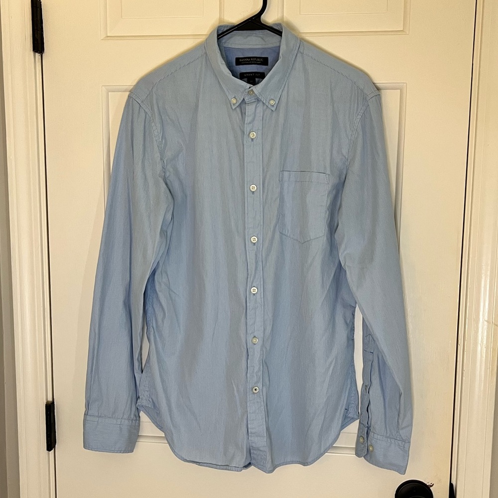 Banana Republic pinstripe custom 078 wash shirt Grant fit size Medium